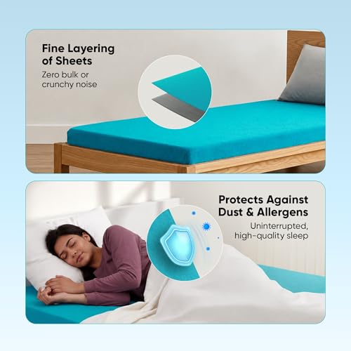 Image of Frido Bamboo Waterproof Mattress Protector for Queen Beds (78 x 60 Inch), Soft Bamboo Terry Comfort, Cooling Breathable & Noiseless Mattress Cover, Fit for Mattresses Up to 10 Inches (Teal Blue)