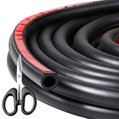 XSHAO® 5 m Joint Porte Voiture, Joint de Portière de Voiture en Caoutchouc Auto-Adhésif avec Ciseaux pour Coffre/Pilier/Portes/Fenetres (15 mm x 15 mm)