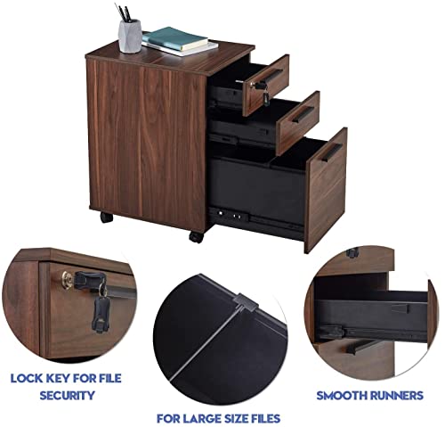 Vicllax 3-Drawer Office Filing Storage Cabinet, Under Desk Vertical Filing Cabinet, Lock Drawers #TOP4