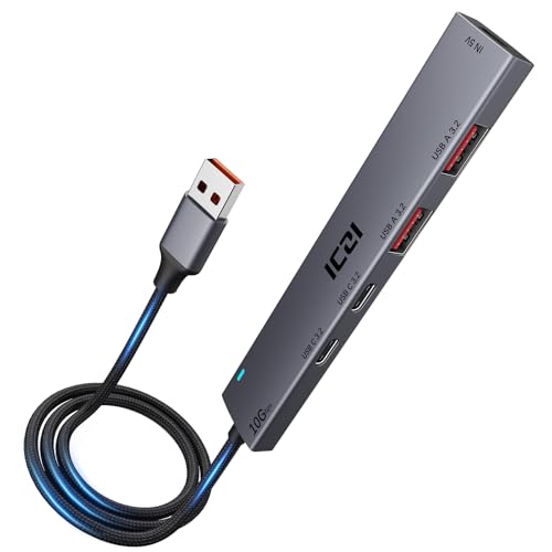 ICZI USB Hub 3.2, USB Hub 3.2 Gen 2 Data Transmission 10Gbps, Aluminum 1.2m USB C Hub to 2*3.2 Ports and 2*3.2C Ports, USB to Type C Adapter USB Thief Compatible with Macbook Air iPhone Pro Reader ICZI USB Hub 3.2, USB Hub 3.2 Gen 2 Data Transmission 10Gbps, Aluminum 1.2m USB C Hub to 2*3.2 Ports and 2*3.2C Ports, USB to Type C Adapter USB Thief Compatible with Macbook Air iPhone Pro Reader