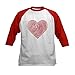 CafePress Heart Fingerprint Baseball Jersey Kids Cotton Baseball Jersey, 3/4 Raglan Sleeve Shirt Red/White