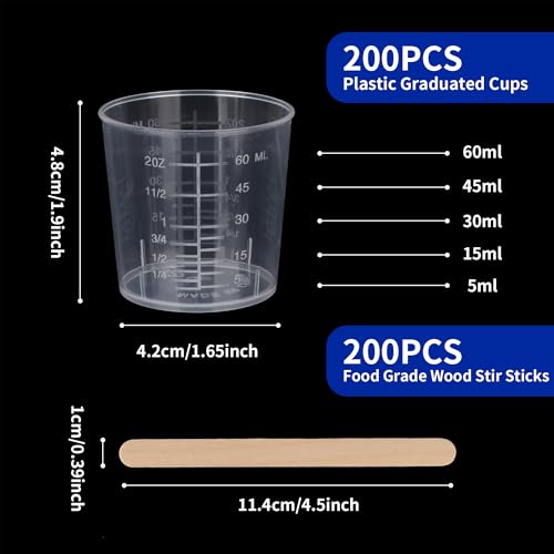 200 Vasos Medidores Desechables de 2oz para Resina miniatura 2