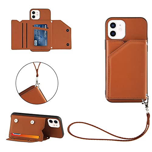 Coque iPhone 13 Mini antichoc TPU avec cordon cuir et porte-cartes HUILUN - 2
