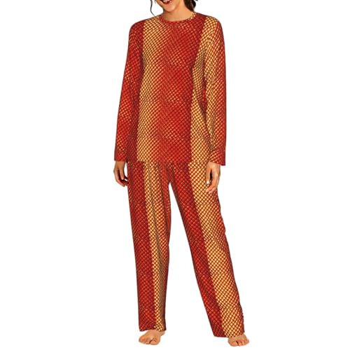 Pyjama poisson rouge femme anti serrage ensemble manches longues doux
