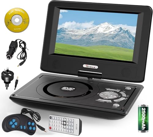 APEXORIGIN Portable DVD Player with 11.5" Swivel HD Screen, Car & Travel DVD/CD/USB/SD Card Player, Regions Free Sync Screen to TV, Equipped with Game Controller and Small Game Discs