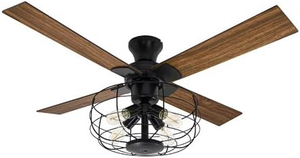 Amazon Javalo Elf ジャヴァロエルフ Vintage Collection シーリングファン Je Cf002v エジソンバルブ ヴィンテージ 木目調のブレード ワイヤーシェード Led対応 リモコン付 オールシーズン使用可能 リバーシブル 簡単取付 6畳 8畳 安心の3年保証 リビング 寝室