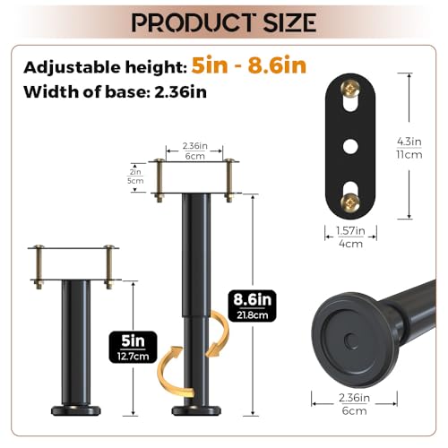 image for YUEYIN 4Pcs Bed Frame Support Leg, Adjustable Height 5