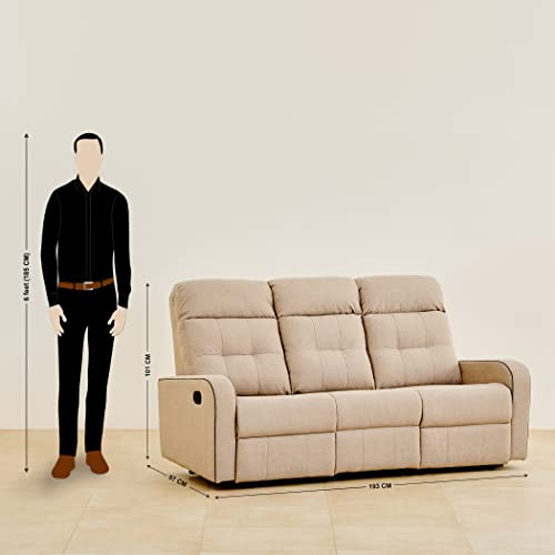 Image of Home Centre | Helios Toledo | Manual Recliner | Fabric | Solid Wood | 3 Seater Recliners | Beige | 2 Years Warranty