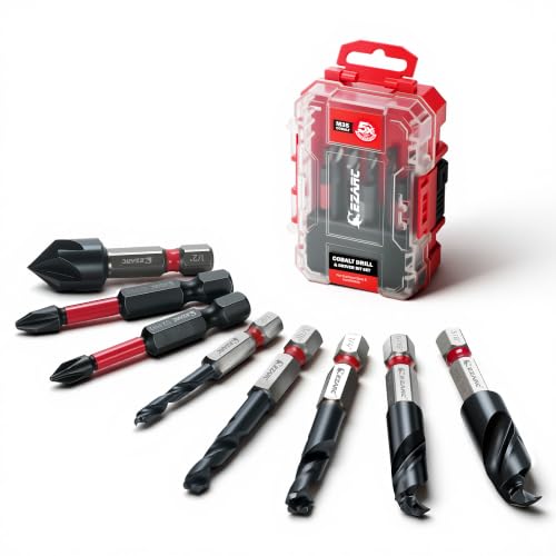 EZARC M35 Cobalt Stubby Drill Bit Set for Hard Metal, 1/4" Hex Shank, 8 PCS