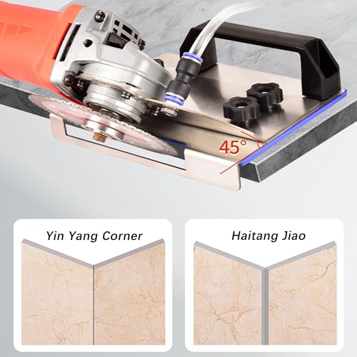 QSLKI 45 Grad Fliesen Winkelumkehrwerkzeug für Winkelschleifmaschinen Typ 100, Edelstahl Winkelschleifmaschine mit Schlauchwinkelschleifmaschinenhalter für feste Werkzeuge für schönes Schneiden