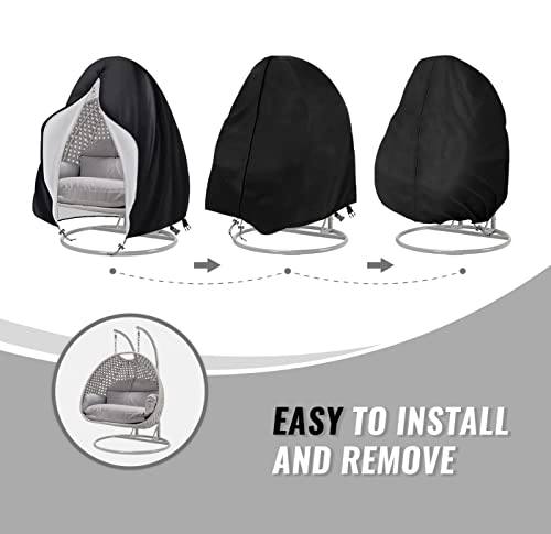 Pateric Egg Chair Cover Double 420D Oxford Patio Hanging Egg Chair Cover 91X80 Inch Durable Waterproof Outdoor Porch Wicker Egg Swing Chair Cover With Zipper #TOP4
