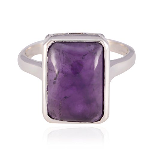 Bague en argent sterling 925 octogonale en pierres précieuses de créateur