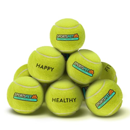 SPORTSPET Tennisbälle für Hunde – extra federnd – ungiftig – langlebig – schwimmt (Tennisbälle Standard (12er-Pack) (64 mm)