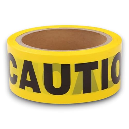 Berry 50 Meter Caution Warning Tape - Yellow 2 Inch Wide Barrier Tape Non-adhesive Caution Tape for Marks off Dangerous Areas or Zones Construction Sites Roads Working Zones etc
