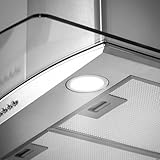 Baridi 60cm Curved Glass Cooker Hood with Carbon Filters, LED Lights, Stainless Steel - DH128 - Image 5