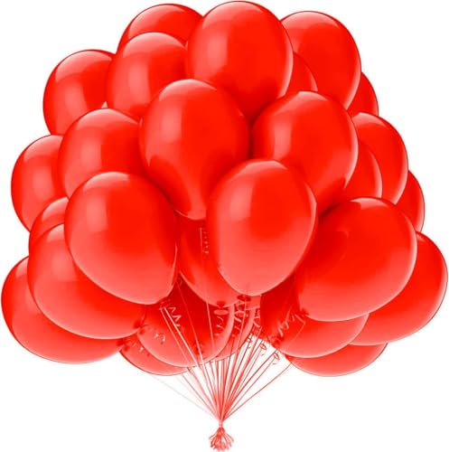 OWill 50 Pcs Red Balloons 10 Inch Latex Balloons for Christmas Party Birthday Baby Shower Girls Celebrations Romantic Events Air or Helium Fillable