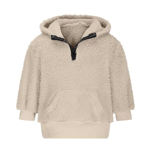 Girls Fuzzy Fleece Pullover Hoodies Unisex Kids Half Zip Sweatshirt Casual Loose Winter Warn Outwear Coat with Pockets3