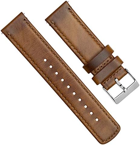 18mm Weathered Brown BARTON Quick Release Top Grain Leather Watch Band Strap - 2