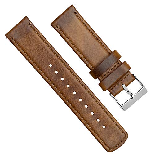 BARTON WATCH BANDS Quick Release Top Grain Leather Watch Band Strap, Caramel Tan Leather, 24mm by BARTON WATCH BANDS - Used condition - Image 3