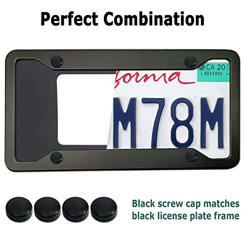 Youoy Matte Black License Plate Frames- Rustproof Aluminum Metal Car Tag Cover, 2 Pack Front Rear Slim Holder With Mounting Black Aluminum Frame Holes Carbon Fiber 2 Holes #TOP3