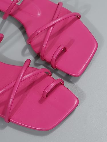 GORGLITTER Women's Cute Strappy Sandals Flat Sandals Toe Ring Summer Slide Sandal Slip on Flip Flops Vacation Trendy Sandals 20254