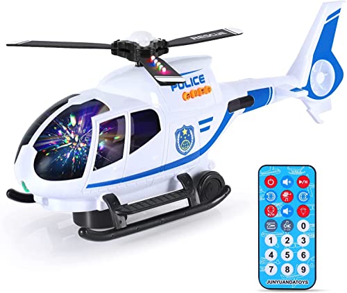 Brinquedo Helicóptero da Polícia Eletrônico Bate e Volta Luzes Sons e Controle