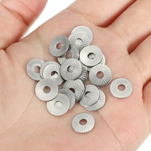 patikil 304 stainless steel flat washers 50 pack m3x10mm belleville spring disc washer conical knurled metric gasket for automotive industrial construction