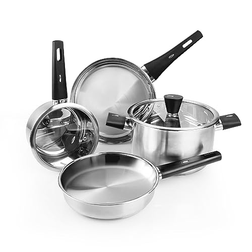 Comparison: Best Wearever Stainless Steel Pots And Pans 11 Meythway 𝐔𝐏𝐆𝐑𝐀𝐃𝐄 Stainless Steel Pots and Pans Set Non Toxic, 6PCs Kitchen Cookware Sets with Stay-Cool Handles, Non-Stick, Dishwasher Safe&Compatible with All Stovetops(Gas,Electric&Induction)