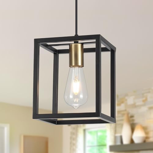 Febeleven 1-Light Black Lantern Pendant Light, Industrial Rustic ...