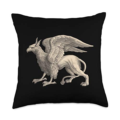 Mythical Beasts Griffin Welsh Tee Griffin Hoodie Eagle Lion Medieval Bird Mythical Creature Throw Pillow, 18x18, Multicolor