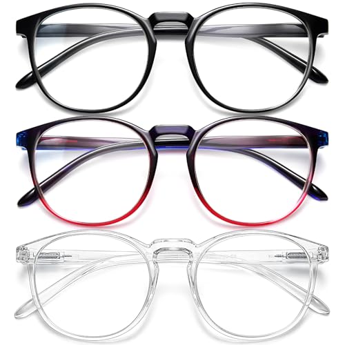 Image of IBOANN Chic & Comfy Blue Light Glasses for Women - 3-Pack Round Frames, Screen-Ready Style with UV Protection Coating