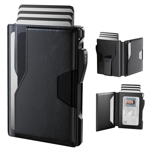 Typecase-Smart-Wallet-for-Men-Metal-Rfid-Blocking-Card-Case-Ultra-Slim-Bifold-Wallet-Magnetic-Card-Holder-9-13-Cards-Capacitiy-Smart-Popup-Wallet-for-Men-with-Money-Clip-Wallet-for-Gifts-Black