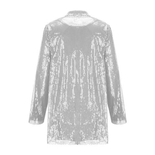 Sequin Blazers for Women Casual Long Sleeve Cardigan Open Front Sparkly Jackets 2025 Fall Stylish Notch Collar Coats2