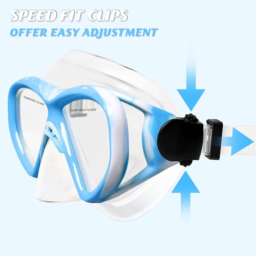 Image of Kids Swim Goggles Snorkel Diving Mask for Boys Girls Ages 5-15, Two-Color Anti-Fog Swimming Goggles with Nose Cover