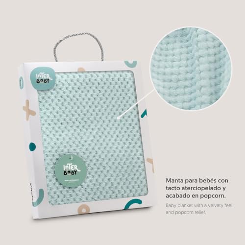 Miniatura 5 de Interbaby - Manta Bebé Recien Nacido Extrasuave De Porcorn, Cómoda, Cálida Manta Meses Bebé 80x110cm, Unisex, Para Cunas, Carritos