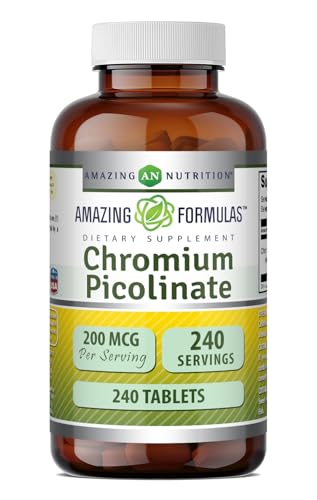 Amazing Formulas Chromium Picolinate 200 Mcg | Tablets Supplement | Non-GMO | Gluten-Free | Made in USA (1 Pack | 240 Count)