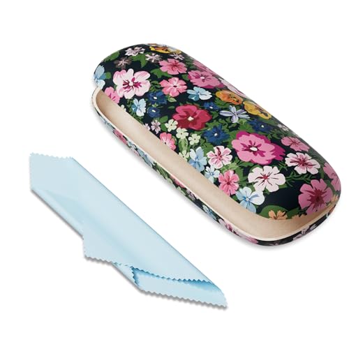 Image of Eyeglasses Case, Portable Hard Shell Protective Case for Glasses, Eyeglass Holder Box for Women with Cleaning Cloth