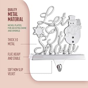 Klikel Stocking Holder - Let It Snow Christmas Stocking Hanger for Mantel - Metal Christmas Stocking Holder for Fireplace Mantle - Heavy Stocking Holder for Mantle with White Snowflake and Snowman Klikel Stocking Holder Let It Snow Christmas Stocking Hanger for Mantel Metal Christmas Stocking Holder for Fireplace Mantle Heavy Stocking Holder for Mantle with White Snowflake and Snowman
