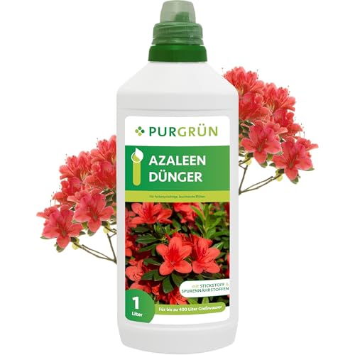 Purgrün® Azaleen-Dünger 1 Liter – Organisch-mineralische Rezeptur – Premium-Flüssigdünger mit Spurennährstoffen – NPK 8+8+6 – Mit Guano & Aqua Plus – Strahlende Blüten & gesundes Wachstum