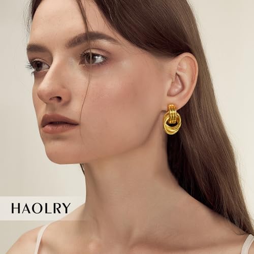 Trendy Chunky Knot Earrings for Women Statement Gold Drop Hoop Chunky Hoop Earrings Hypoallergenic Fashion Jewelry Gifts3