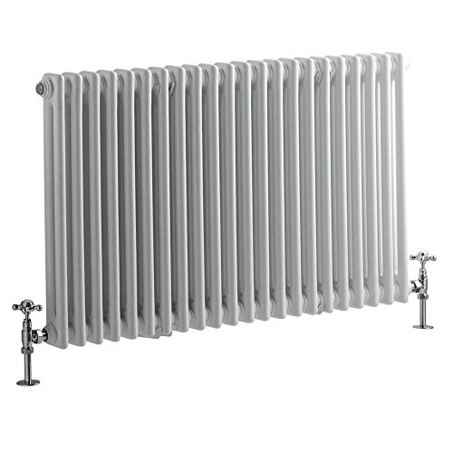 Image of Milano Windsor White Cast Iron Style Horizontal Double Column Radiator - 600mm x 1010mm