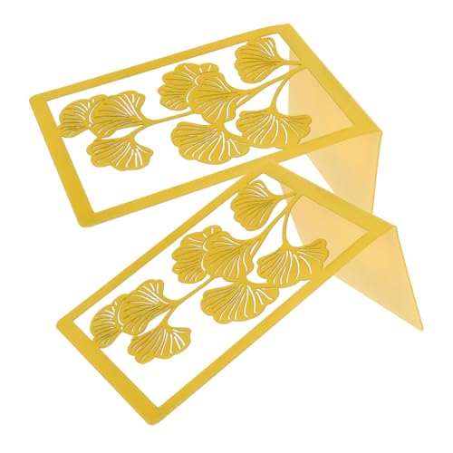 GARIOUANS 2 Piezas Sujetalibros de Metal Decorativos Forma Ginkgo Soporte Resistente y Estable para Escritorio y Estanterías Organizador Multifuncional para Libros y Documentos para Estudio