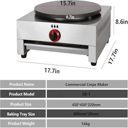 Multifunktions-Gas-Pfannkuchen-Maschine, kommerzielle Crepe-Maschine, verdickter Edelstahl-Körper 20mm verdickt großen Durchmesser Kuchenplatte für Business, Get-Togethers – Bild 8