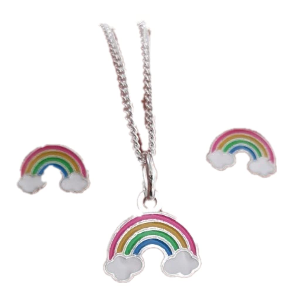 Conjunto Arcoíris Pendientes y Gargantilla de Plata de ley 925 para niñas el regalo más bonito porque todo va a salir bien