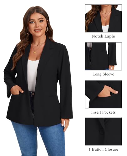 MINTLIMIT Women's Plus Size Blazer Long Sleeve Notch Lapel Casual Work Blazers Button Front Pockets Jackets (XL-5XL)3