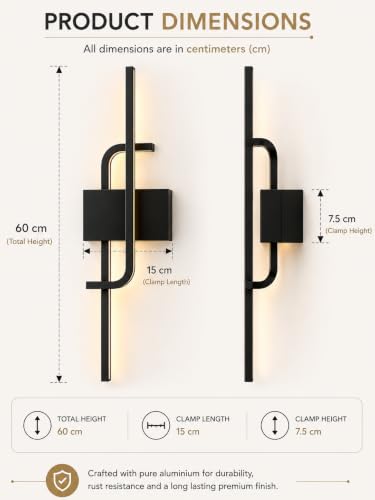 Image of FILLISKA Led Wall Highlighter Light, 3-in-1 Colour Changing, Luxurious Wall Decor (18 Watt Black Art-W303)