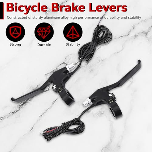Frdhee Bicycle Brakes Lever, 2 Wires Left & Right E-Bike Bicycle Electric Brake Lever Replacement Parts Waterproof Electronic Brake Lever Set 1 Pair Ebike Brakes