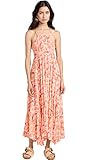 Free People Women's Heat Wave Printed Maxi Dress, Dusk Coral, L