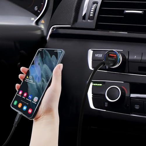 Image of NEUTRINO USB C Car Charger 48W /5A PD Fast and QC 3.0 Dual Port Adapter Cigarette Lighter Compatible with iPhone 13Pro /12Pro /iPhone 11 /Pro /Max /XR /XS /Max /8, Galaxy S21 /20 /10 /9 More (Multi-Colour)
