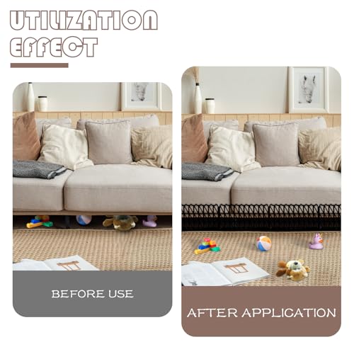 Image of 12 Pcs Under Couch Blocker for Bed Adjustable Furniture Plastic Under Bed Blocker with 30 Ties Black Couch Barriers for Dogs Pets Cats (Style 2)